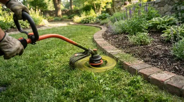 Precision trimming around flower beds for the cordless strimmer vs corded strimmer article